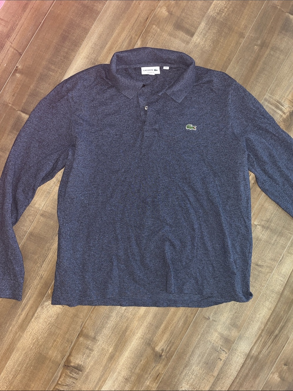 Lacoste Men's Long Sleeve Polo - Dark Blue with Green Crocodile